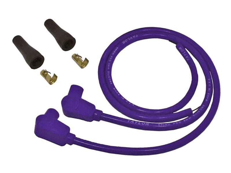 8mm 24in. Universal Spark Plug Wire Set - Blue. Fits Evolution Style Engines. Rubber spark plug wire boots and clips for motorcycle ignition systems.
