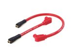 Red motorcycle spark plug wire high-performance ignition coil cable for Revelry Motorcycles.