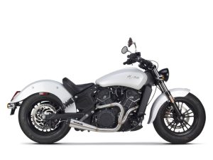 Comp-S 2-into-1 Exhaust - Stainless Steel with Carbon Fiber End Cap. Fits Indian Scout 2015-2024 & fits 2017 Victory Octane.