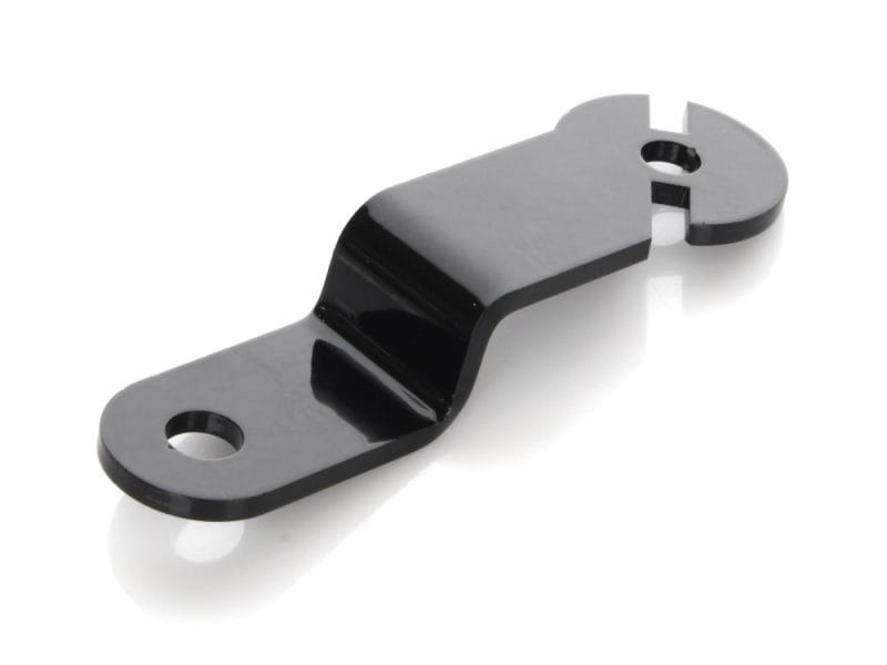 Black motorcycle chain tensioner bracket for Revelry Motorcycles.