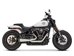 Comp-S 2-into-1 Exhaust - Stainless Steel with Carbon Fiber End Cap. Fits Softail 2018up with Non-240 Rear Tyre.