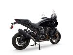 High-performance black adventure motorcycle with touring capabilities.