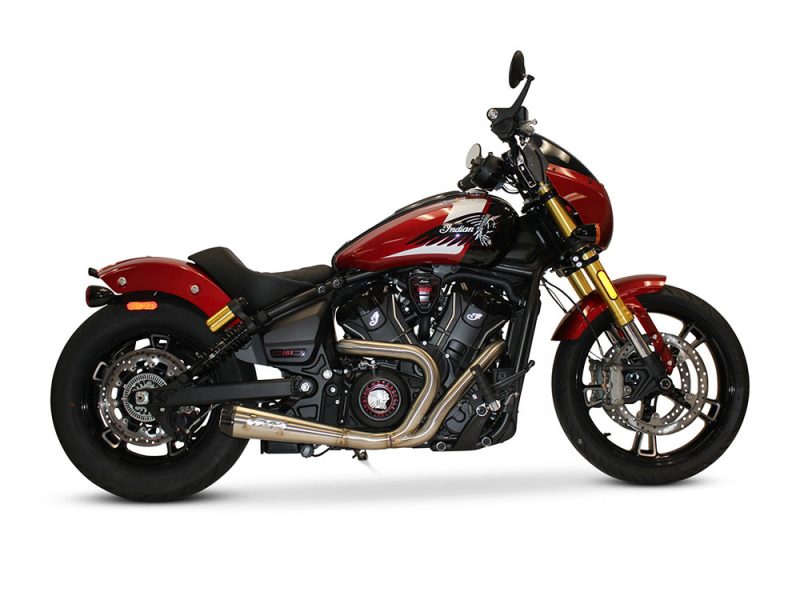 Comp-S 2-into-1 Exhaust - Stainless Steel with Carbon Fiber End Cap. Fits Indian Scout 2025up