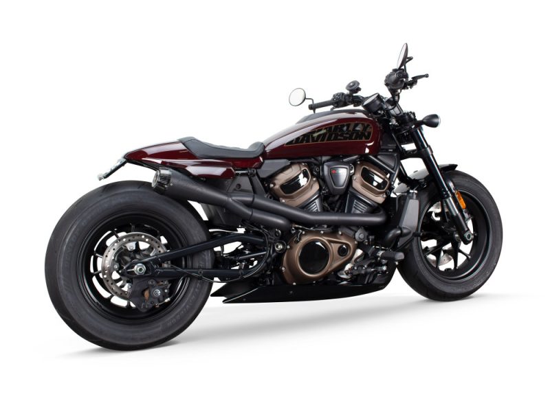 Harley Davidson motorcycle in maroon and black, showcasing high-performance design.
