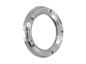 High-performance motorcycle wheel hub for Revelry Motorcycles custom builds.