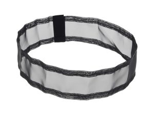 Black reflective riding gear belt for motorcyclists, safety and visibility accessory.
