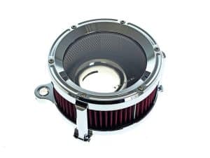 High-performance motorcycle air filter for Revelry Motorcycles, enhances airflow and engine power.