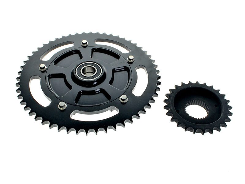 High-performance motorcycle sprockets and chain component set for Revelry Motorcycles enthusiasts.