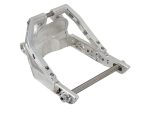 Aluminium motorcycle frame part for Revelry Motorcycles; high-quality bike components.