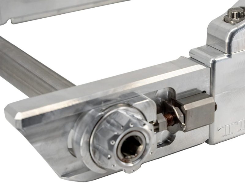 Lightweight motorcycle component made of aluminium for Revelry Motorcycles' custom builds.