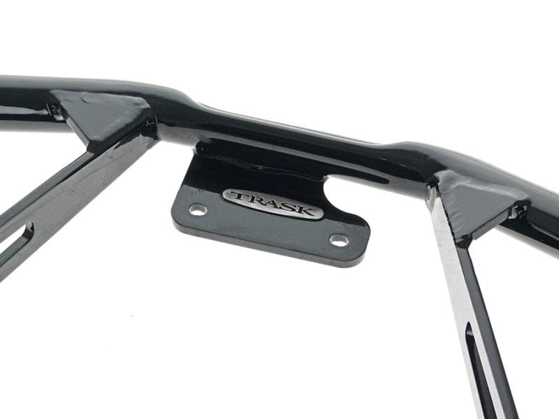 High-quality black motorcycle centre stand by Revelry Motorcycles for optimal bike support and stability.