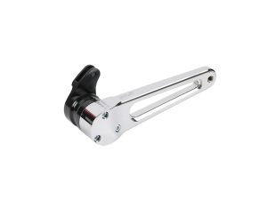 High-quality motorcycle rear spool stand, chrome finish, durable bike maintenance accessory.