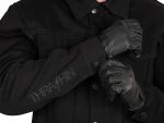 High-quality black motorcycle gloves with durability and grip from Revelry Motorcycles.