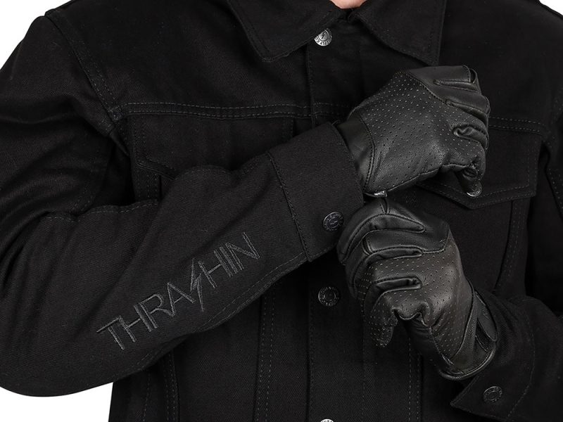 High-quality black motorcycle gloves with durability and grip from Revelry Motorcycles.