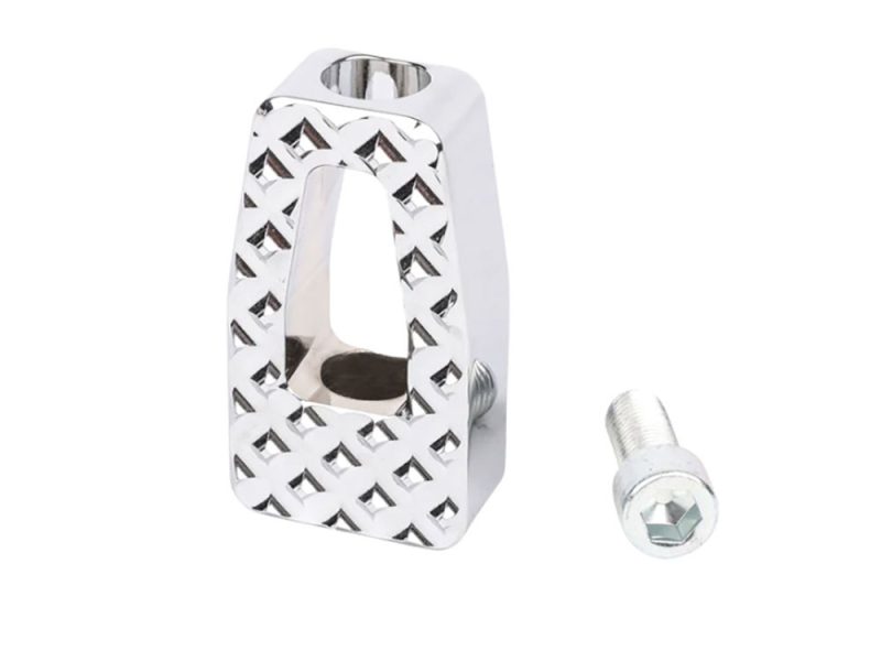 Aluminium motorcycle footrest cleat with bolt for Revelry Motorcycles.