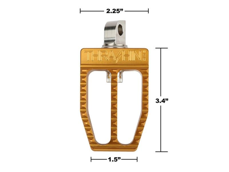 Aluminium motorcycle chain guide guard with Thrain branding, durable and lightweight.
