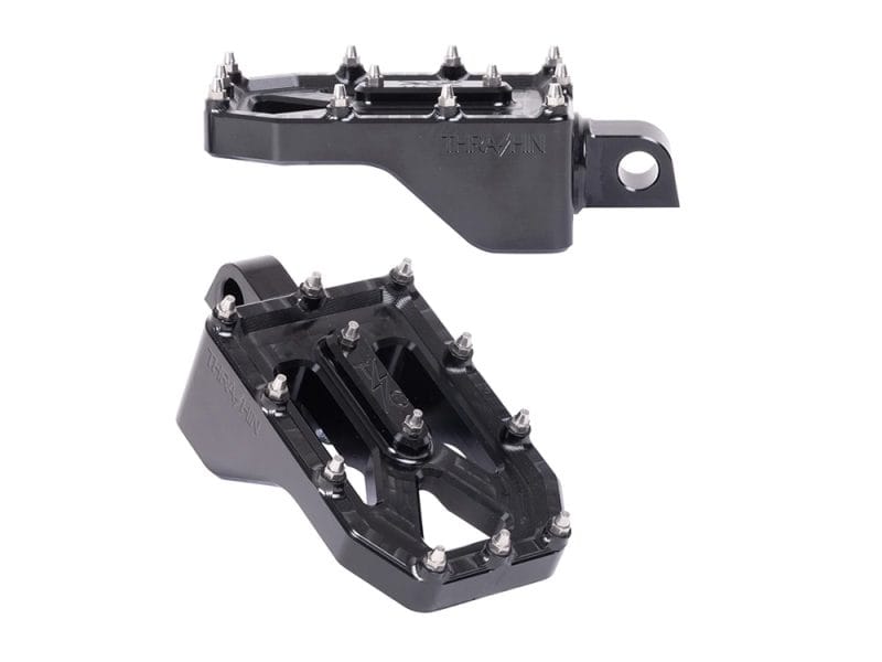 Aluminium motorcycle foot pegs for Revelry Motorcycles, durable racing style footrests.