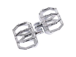 Aluminium motorcycle foot pegs for durability, style, and secure grip. Designed for custom Revelry Motorcycles Australia.