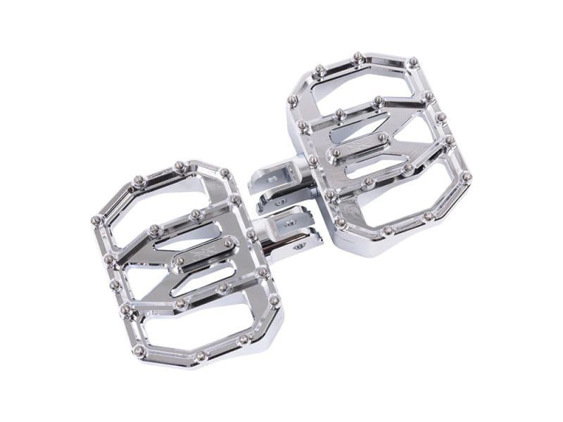 Aluminium motorcycle foot pegs for durability, style, and secure grip. Designed for custom Revelry Motorcycles Australia.
