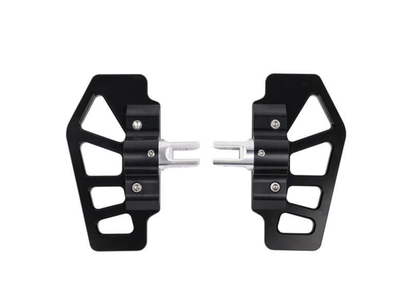 Aluminium motorcycle foot peg mounts for Revelry Cycles custom bikes.