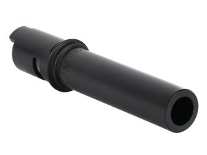 Black motorcycle exhaust silencer for Revelry Motorcycles.