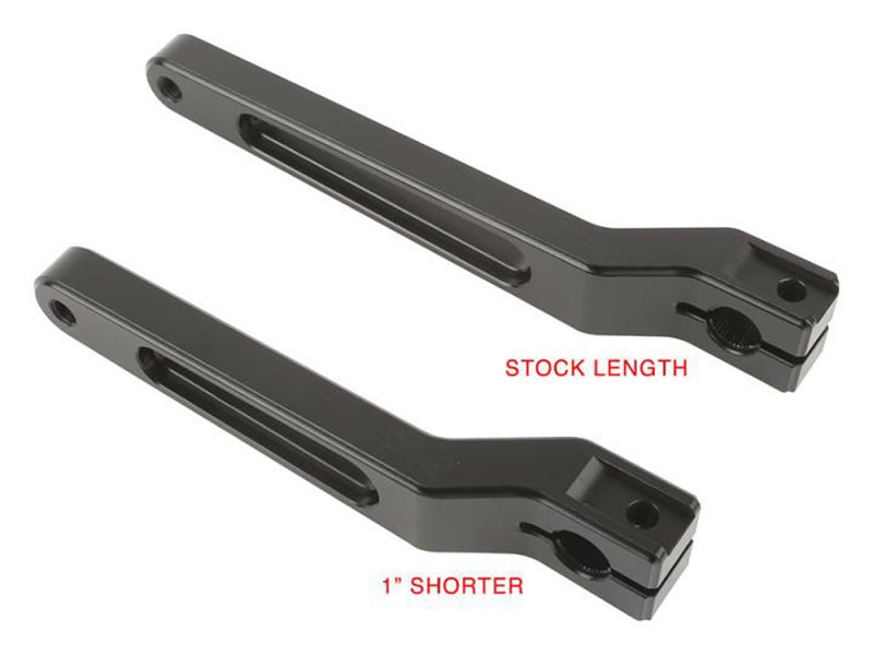 Aluminium motorcycle swingarm adjusters for Revelry Motorcycles, available in different lengths.