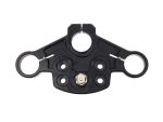 Lightweight motorcycle triple clamp, high-quality black aluminium, for Harley Davidson bikes.