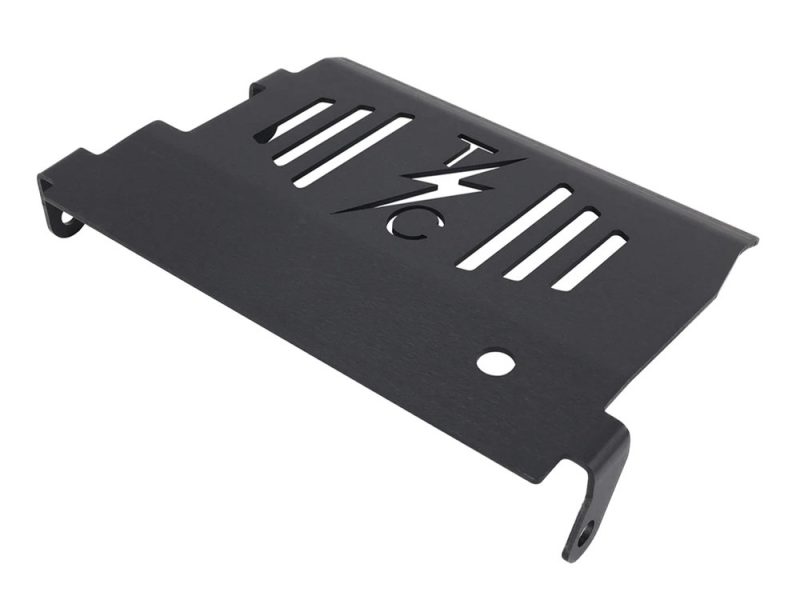 Skid Plate - Black. Fits CVO Touring 2023up & Street Glide & Road Glide 2024up Premium motorcycle battery cover for Revelry Motorcycles, durable black alloy design, custom fit for Harley Davidson.