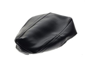 Black leather motorcycle seat for Revelry Motorcycles, customised and durable.