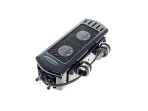 High-performance motorcycle radiator cooling fan with dual fans for Revelry Motorcycles Australia.