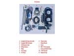 Oil cooler kit parts for motorcycles and custom builds.