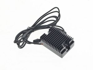 Compact motorcycle voltage regulator with heatsink for Revelry Motorcycles in Australia.