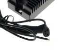 Charge controller with black cables and power plug for motorcycle battery management.
