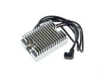 High-performance motorcycle voltage regulator with cooling fins and wiring for Revelry Motorcycles in AU.