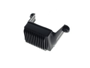 Aluminium motorcycle engine cover with cooling fins for Revelry Motorcycles Australasia.