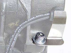 Oil drain plug for motorcycle engine, aluminium cycle part, Revelry Motorcycles Australia.