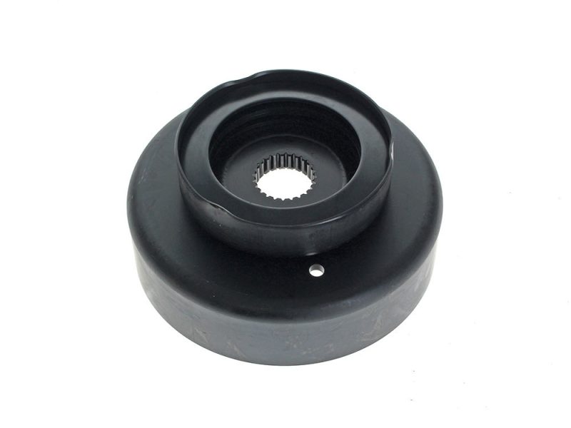 High-quality black motorcycle clutch basket component for Revelry Motorcycles.