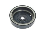 Aluminium motorcycle wheel bearing, black plastic inner hub for motorcycle maintenance and repair.