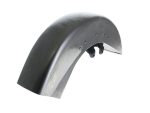 Aluminium motorcycle fender with mounting brackets for custom bikes.