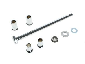 Aluminium motorcycle wheel spacers and axle kit for Revelry Motorcycles.