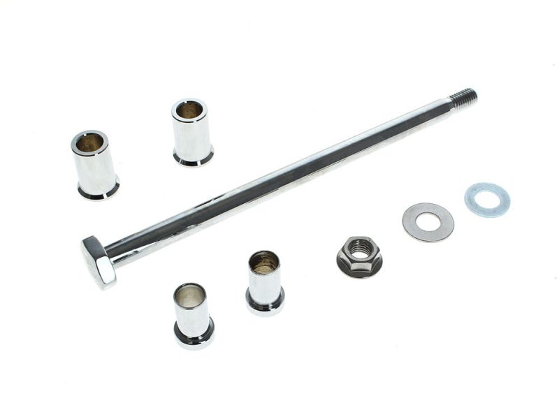 Aluminium motorcycle wheel spacers and axle kit for Revelry Motorcycles.