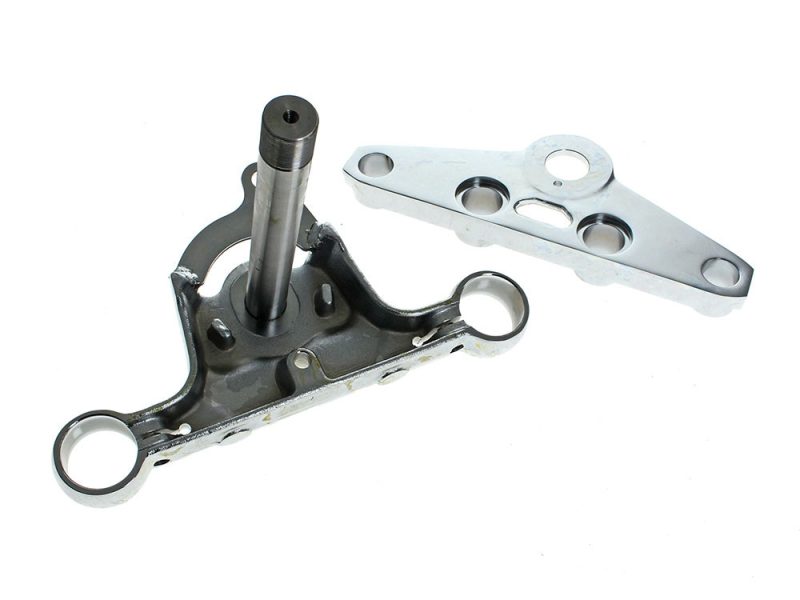 High-quality motorcycle triple tree fork clamp for Revelry Motorcycles, durable and precision-engineered.