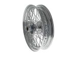 Aluminium motorcycle wheel with spoked rim for Harley Davidson bikes.