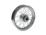 Vintage motorcycle spoked wheel for custom cafe racer bikes.