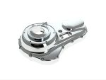 High-performance motorcycle engine part chrome cover for custom Harley Davidson bikes.