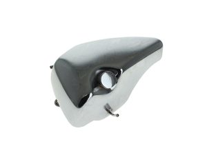 Aluminium and black motorcycle side cover, part for Revelry Motorcycles custom bikes.