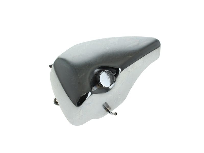 Oil Tank - Chrome. Fits Sportster 1983-1993 Aluminium and black motorcycle side cover, part for Revelry Motorcycles custom bikes.