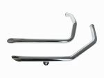 Polished chrome motorcycle crash bars for Revelry Motorcycles, stylish and durable bike protection.