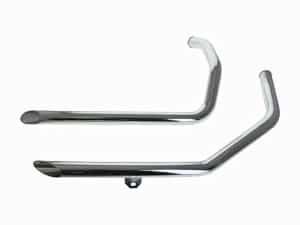 Polished chrome motorcycle crash bars for Revelry Motorcycles, stylish and durable bike protection.