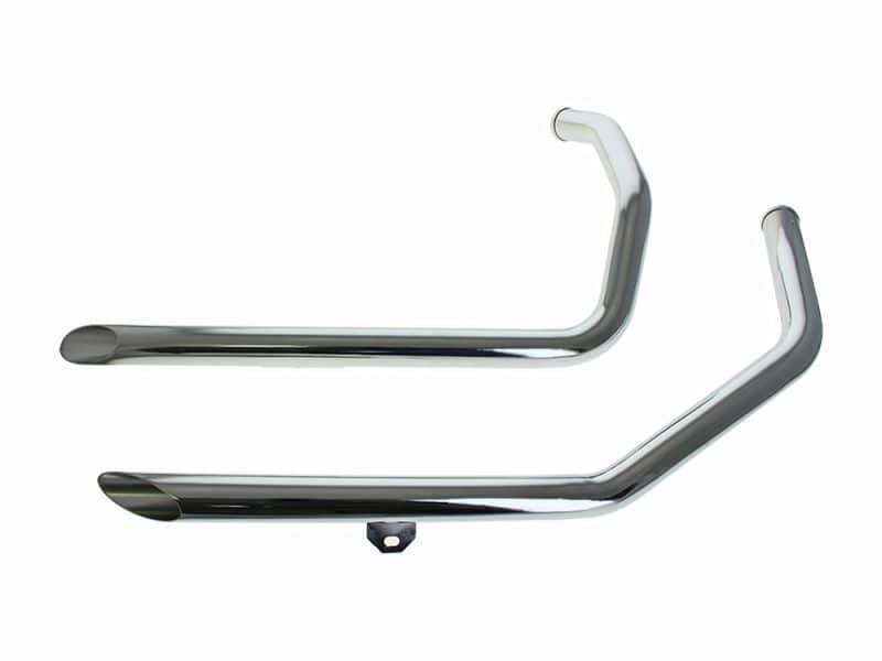 Polished chrome motorcycle crash bars for Revelry Motorcycles, stylish and durable bike protection.